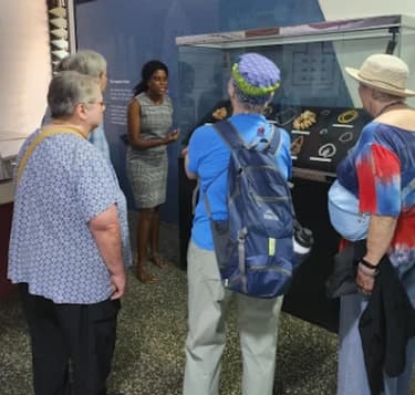 Group tour inside a Ghana museum